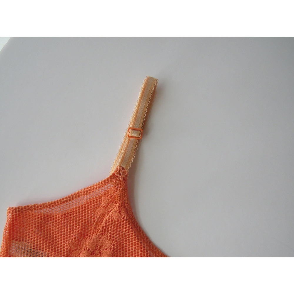 Occhi Verdi La Perla Orange Mesh Lace Camisole, Italian Vintage Made in Italy - Picture 3 of 9